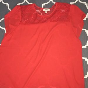 Red lace detail top